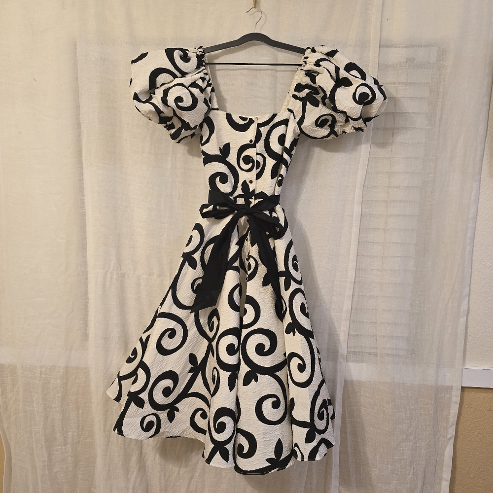 Rodarte 2020 Runway Dress Black And Whote Swirl Design - Picture 6 of 12